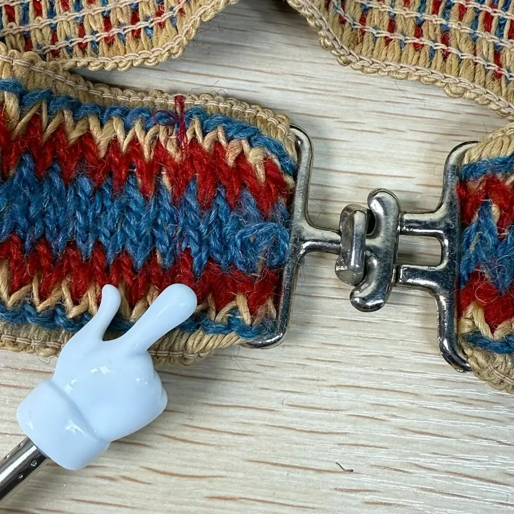 Vintage 70s Woven Chevron Stretch Belt Hippie Boho Coastal Cowgirl Retro XS S M